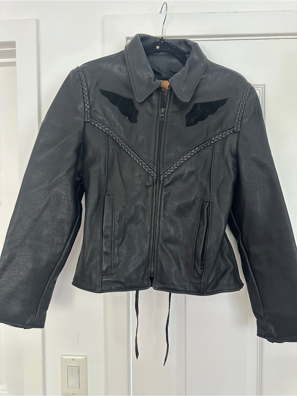 Chrome Gear Black Braided-Trim Leather Riding Jacket